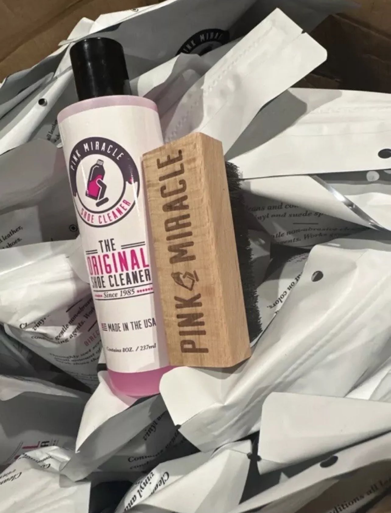 Pink Miracle shoe cleaner