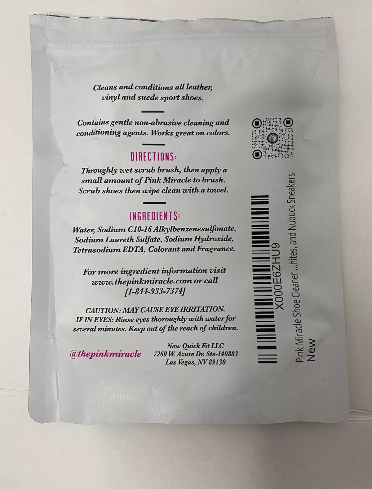 Pink Miracle shoe cleaner