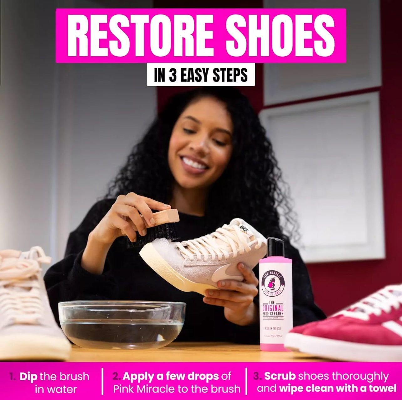 Pink Miracle shoe cleaner
