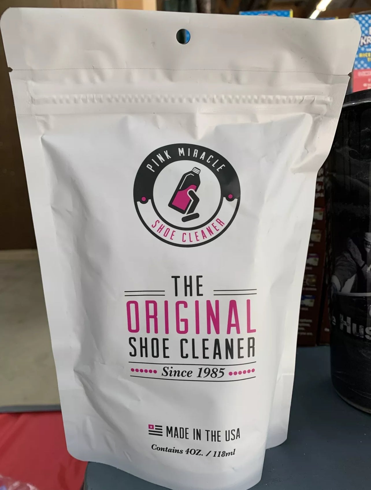 Pink Miracle shoe cleaner